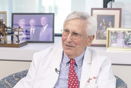 John Glick, MD, emeritus professor of Hematology/Oncology, at his office in the Perelman Center for Advanced Medicine in March 2021